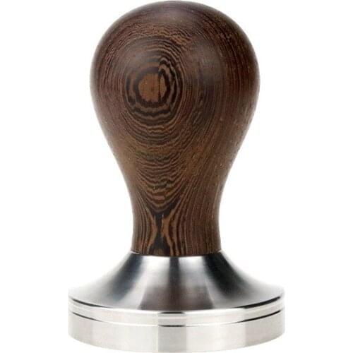 SHXING Solid Wood Coffee Powder Press 53mm Wenge Stainless Steel Powder Hammer Handle Compactor Press Powder Stick 51mm58mm