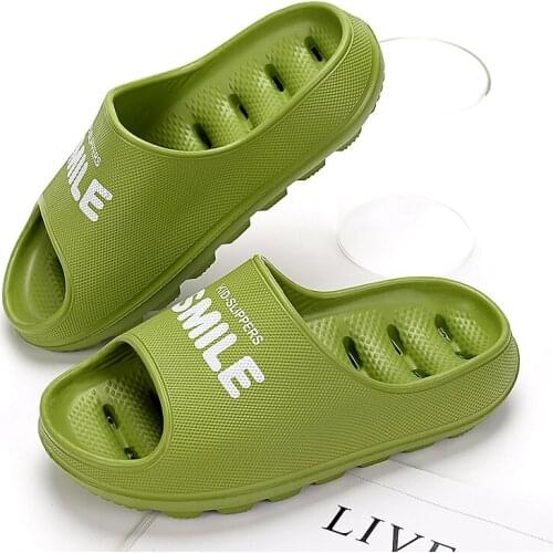 Hot Green Printed Couple Platform Slippers Men Flip Flops Fish Mouth Beach Indoor Slippers Men Bathroom Slides chanclas hombre
