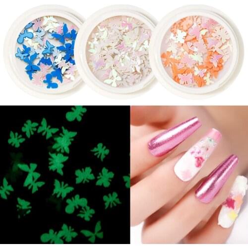 Luminous Butterfly DIY Kaze Jun handmade wood pulp three-dimensional Butterfly Manicure Jewelry Patch 6 color film. nail decor