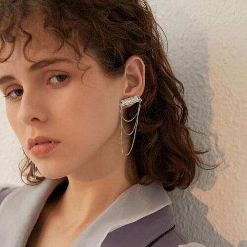 AENSOA Irregular New Punk Multi-layer Tassel Chain Pendant Drop Earrings for Women Vintage Geometric Chic Metal Earring Bijoux