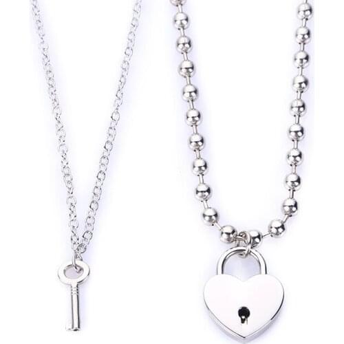 Harajuku Cosplay Heart Lock Key Pendant Necklace for Men Stainless Steel Jewelry WomenS Stainless Steel Trendy Jewelry New
