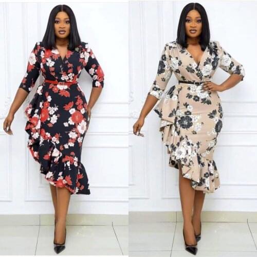 Women Bodycon Dress Ruffles V Neck Bowties Sexy Tight Party Celebrate Plus Size Curve Slim Party Night Date Out Robes Vestidos