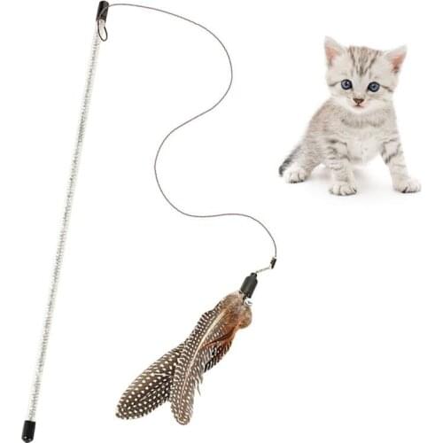 1pc Cat Teaser Wand Toy Fake Feather Bell Decor Cat Interactive Toy Cat Training Toy Pet Supplies