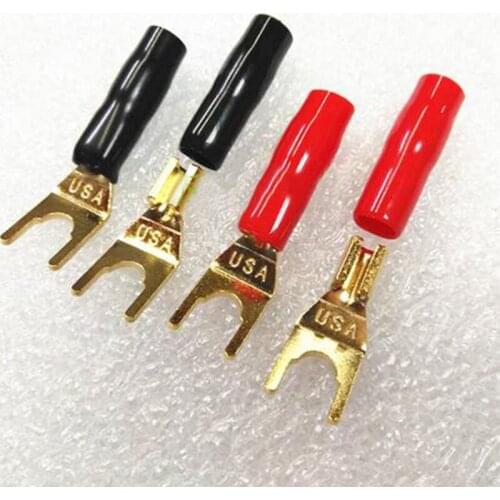 10Pcs Y Type Gold Plated Solderless Speaker Spade Banana Plug U Adapter Connectors High Quality for Electronic Equipment