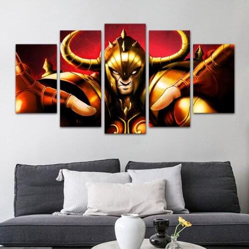 5 Panels Wall Art Cartoon Saint Seiya Canvas Poster Modern Painting Wall Picture For Kids Room Home Decor Cartoon Anime Frame