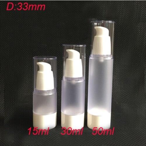 50ml frosted airless vacuum pump lotion bottle w white mouth &clean Lid Cosmetic Container Refillable Bottle COSMETIC CONTAINER