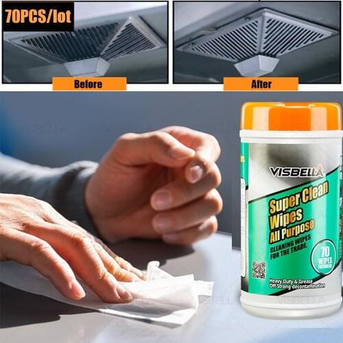 70pcs/lots Kitchen Grease Super Clean Wet Wipes Multi-Purpose Car Window Oil Stain Remover Heavy Duty Strong Decontamination