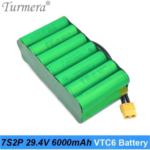 Turmera 29.4V 6Ah Battery Pack 18650 VTC6 3000mAh 7S2P 29.4V With 7S 30A BMS for E-scooter E-bike and Uninterrupted Power Supply