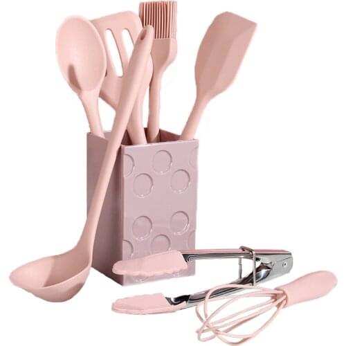 Nonstick Mini Silicone Kitchenware 8-Piece Set Small Baby Food Supplement Cooking Frying Pan Spatula Colander Kitchen Cooking