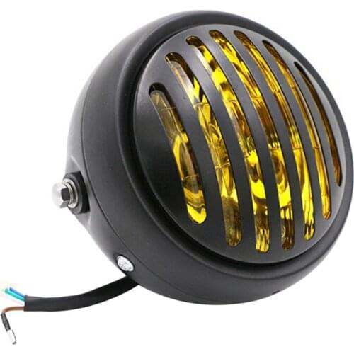 DHBH-Motorcycle Halogen Headlight Black Metal Retro Headlight Round for CG125 GN125 CB CL Yamaha Suzuki Cafe Racer Bobber
