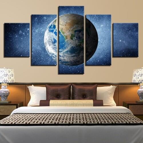 Home Decor Canvas Printed Paintings Poster 5 Panel Space Star Landscape Wall Art For Bedside Background Modular Pictures Fame