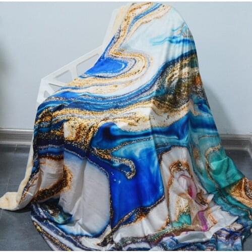 Abstract Colorful Ink Fleece Blanket For Adult Kids Double Layer Plush Sherpa Throw Blanket On Bed Sofa Bedding Travel Blankets