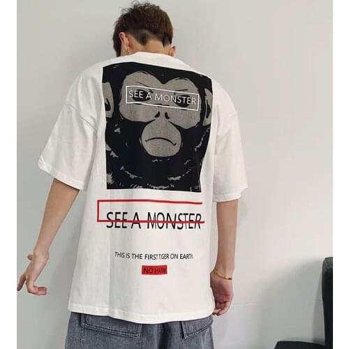 2020 New Arrival Hot Sale Hip Hop Wear Summer Leisure Short Loose Printed Casual O-neck T Shirt Men Cotton Tshirt Homme