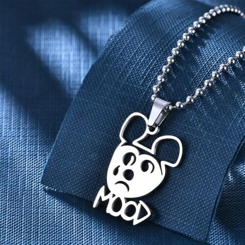Ins Hip Hop Simple Men and Women Lil Peep Mood Mouse Pendant Necklace Beads Rope Pendant Charming Jewelry Gift
