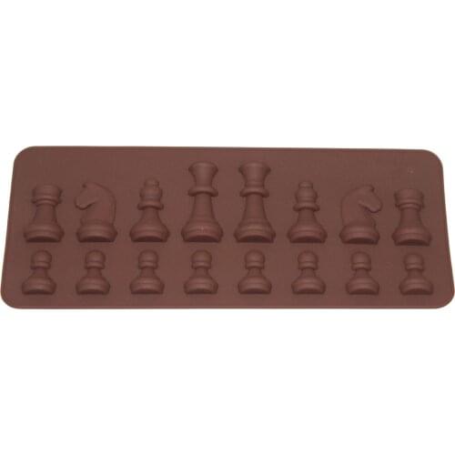 Interesting Chocolate Mould Solid Color Chess Shape Silicone Food Mold Baking Tools for Candy Biscuit Cake Brown