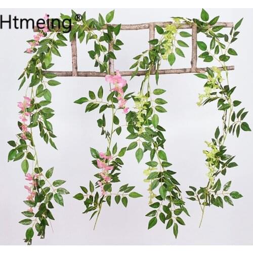 Artificial floral garland silk wisteria plants fake flowers vine ivy garland wedding home decorative rattan silk garlands 1PCS