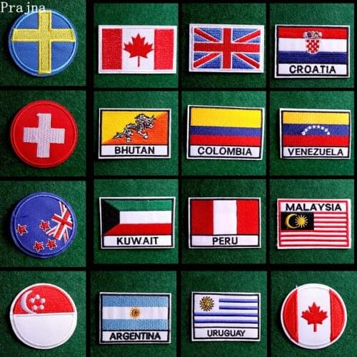 2 PCS Flag Badges Embroidered Patches For Clothing Army Military Tactical Hook Iron On Patches Flags Cloth Stickers Applieque