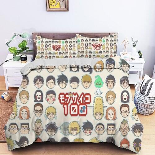 Mob Psycho 100 Bedding Set Boy Comics Duvet Cover 3D Print For Children Anime Bed Quilt Cover Home Textile Bed Cover Set Decor