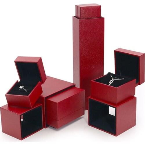 Red Elegant Set Dislocation Jewelry Gift Storage Box Wedding Drawer Ring Earings Necklace Packing Display Case Boxes