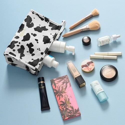 Cow Pattern Makeup Bag Portable Cosmetics Hand Bag WomenS Travel Travel Storage Bags Cosmetics Storage Box Organizer
