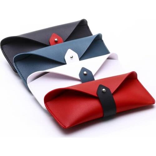 Women Men Fashion Leather Glasses Case Trendy Spectacle Bag Portable Buckle Sunglasses Box Soft Bag High-end Sunglasses Case