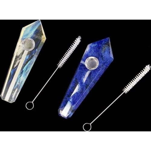 Delicate Crystal Tobacco Pipe with Metal Filter and Clean Brush Wholesale Smoking Accessories Hot Sale