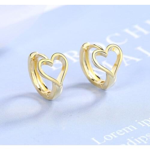 Girls' Small Hoop Earrings Heart Shape Golden/White Minimal Hoops Tiny Earring Piercing Jewelry For Women Lovely Gifts
