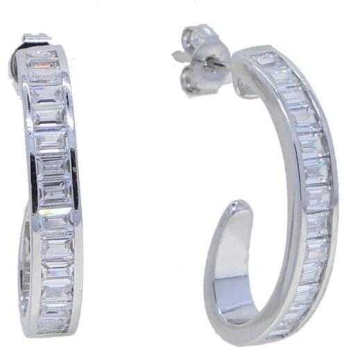 Fashion Top Quality J Shape Micro Pave Cz Zirconia Star Stud Earring Cute Girl Party Jewelry Factory Wholesale