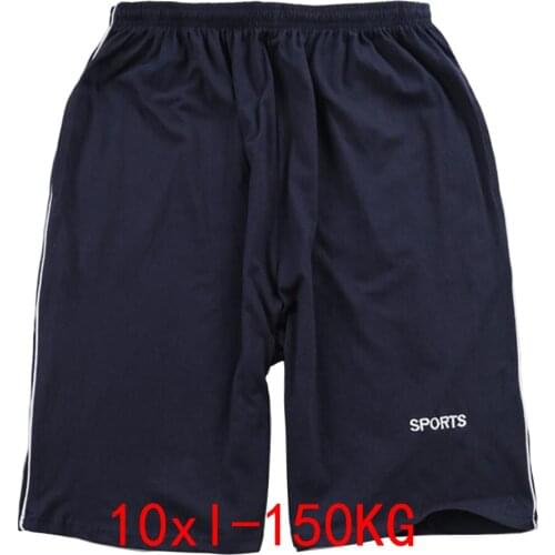 Mens big shorts plus size 9XL10XL summer cotton large stretch sports casual loose large size 150kg black blue shorts