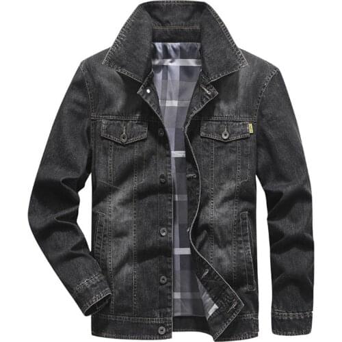 Mcikkny Men Classic Casual Denim Jackets Spring Autumn Loose Fit Jean Coats Black Blue Clothing Plus Size 5XL