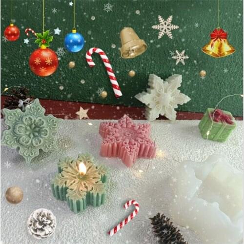 2021 New Silicon 3D Soap Mold Handmade Resin Clay Form For Candle Mould Christmas Xmas Party Decoration Snowflake Shape Making