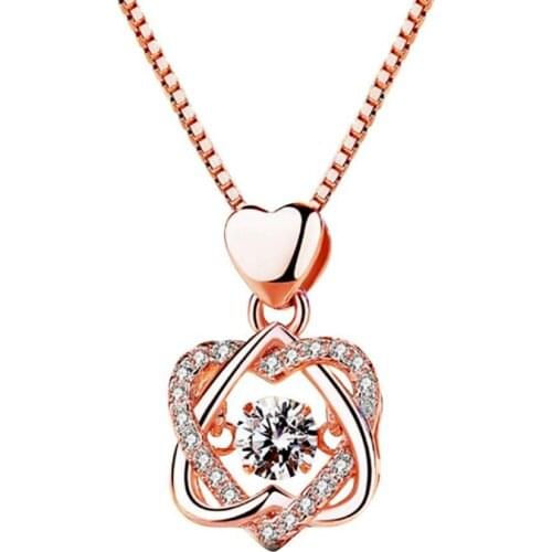 Love Pendant Necklace Jewelry Gift for Women, Crystal Necklace Anniversary Birthday Gift for Girlfriend Accessories