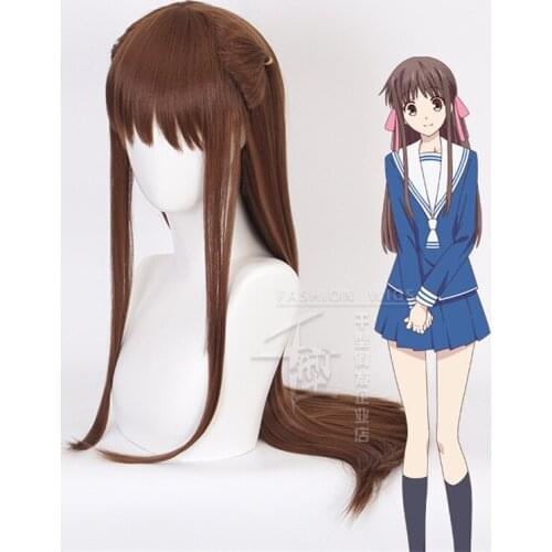 FRUITS BASKET Tohru Honda Cosplay Costume Wigs Long Straight Brown Party Hair Props Lolita girl Halloween Synthetic Hair + Cap