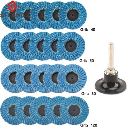 21pcs/Set 50mm Flat Professional Flap Discs Roll Lock Grinding Sanding Wheels 2inch With Holder For Angle Grinder Abrasive Tools