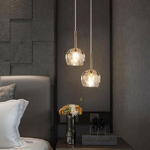 Post-modern LED Crystal Pendant Light Restaurant Bar Coffee Shop Hanging Lamp Bedroom Bedside Living Room Kitchen Light Fixtures