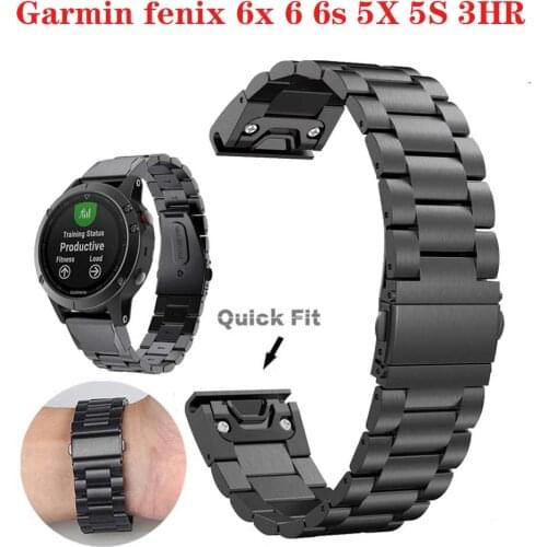 20/22/26mm Stainless steel Wrist Band Strap for Garmin Fenix 6X 6S 6 5X 5 5S Plus 3HR Easyfit install Metal Watch bands Straps