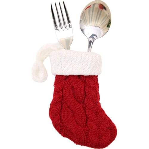 Christmas Socks Fork Spoon Cover Christmas Fork Cover Knife and Fork Cover Decorations Dustproof Home Kitchen Polyester Dinner