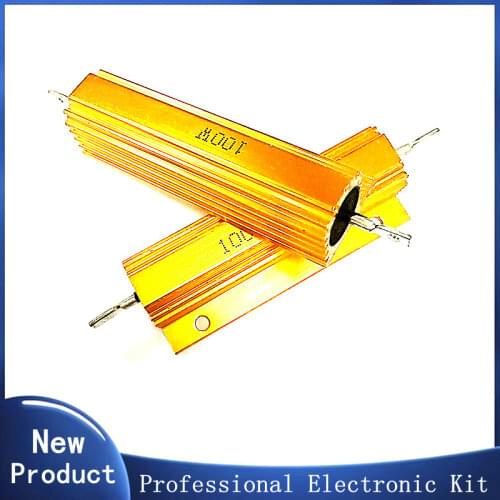 RX24 100W 0.22R 1R 3R 4R 5R 6R 7.5R 8R 9.1R 10R 15R 20R 30R 40R 50R 100R 200R 220R 1K Power Metal Shell Aluminium Gold Resistor