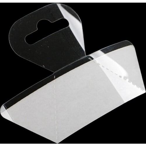 Self Adhesive Pet Hang Tabs Hook Style, Merchandise Package Box Bag Pvc Hangers for Peghooks, Plastic Display Hook Hanging Tab
