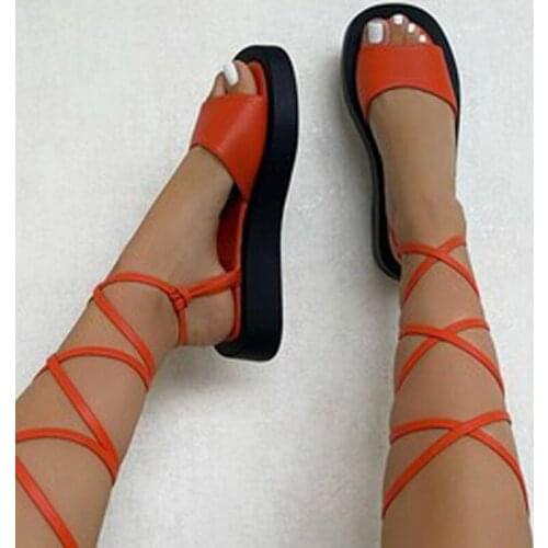 Womens Sandals 2021 Ankle Strap Ladies Shoes PU Leather Platform Thick Bottom Women Fashion Shoe Female Footwear Plus Size