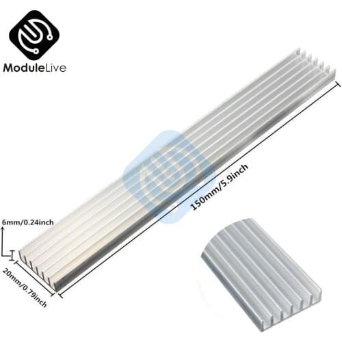 Silver-White Heat Sink LED 150x20x6mm Heat Sink Aluminum Cooling Fin 150x20x6 150*20*6