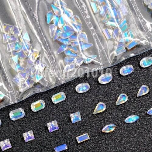 Mixed 6 shapes resin glitter nail art decorations rhinestones manicure fake nails accessories tool
