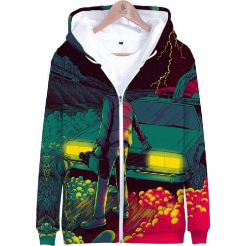 Back To The Future Hoodies Men Women Fashion Print Zipper Hoodie Autumn Streetwear Harajuku Sweatshirts Men Casual Zipper Hoodie