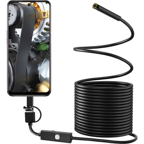7mm 1.3MP 3in1 USB Endoscope For Android and Computer CMOS Borescope Inspection Otoscope Camera Digital Microscope