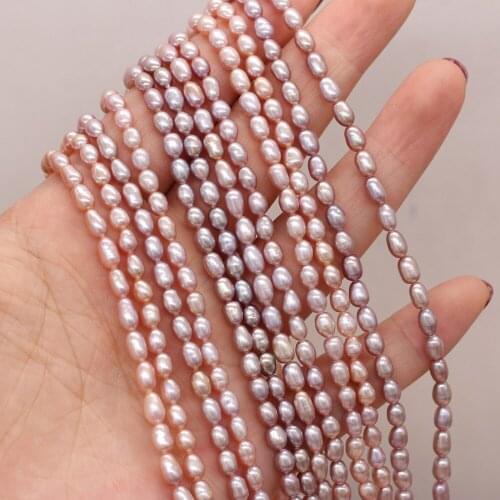 High Quality 100% Natural Freshwater Pearl Rice Shape Beads Purple for Jewelry Making Bracelet Necklace Accessories Size 3-4mm