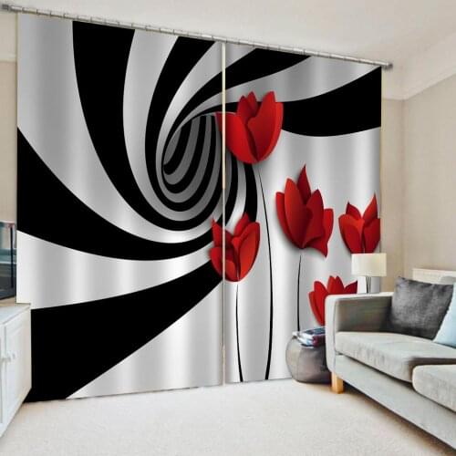 3D Blackout Curtains For Living room Bedding room Drapes Cotinas para sala black and white stairs curtains stereoscopic curtains