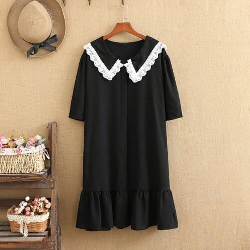 Plus Size Dresses For Fatomen 3XL 4XL In Summer Lace Naval Leader Lapels Medium And Long Short Sleeved Dress Loose Thin Fabric