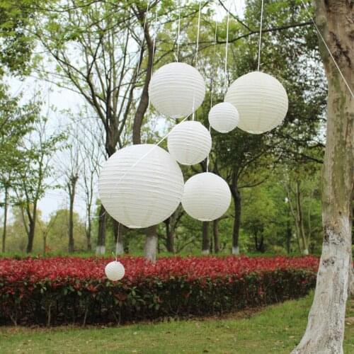 Zilue 7pcs/Set ivory color Paper Lanterns Mixed Sizes(4-16inch) Chinese paper Ball/Balloon wedding decorations Kids Gift