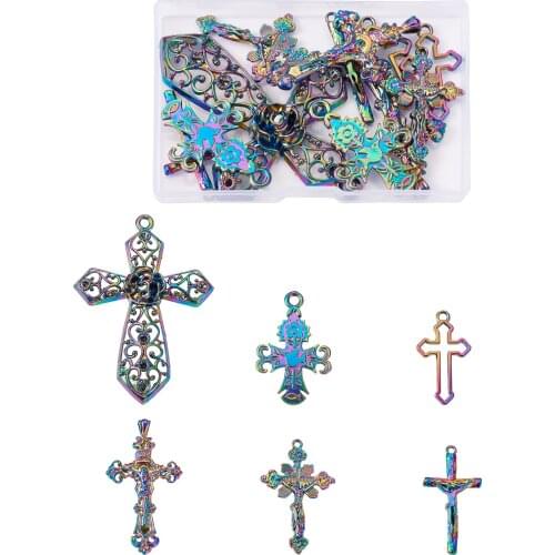 1Box Tibetan Style Alloy Cross Pendants Mixed Color for Earring Bracelet Necklace Jwelry DIY Making Accessories