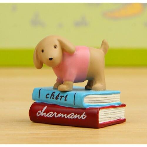 1pcs Zakka Puppy Book Toys Model Resin Japanes Kawai Dog Toys Decoration Props Ornaments Decor Children Toy Home Decor